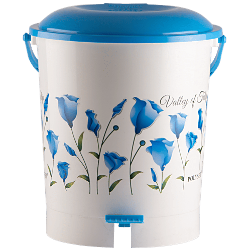 Polyset Super Pedal Bin - Valley Of Tulip Print, Blue, For Home & Office Use, 11 L  
