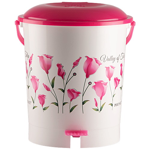 Polyset Super Pedal Bin - Valley Of Tulip Print , Pink, For Home & Office Use, 11 L