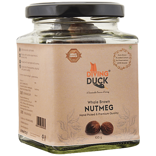 DIVING DUCK Whole Brown Nutmeg - Handpicked, Premium Quality, Natural, 100 g  