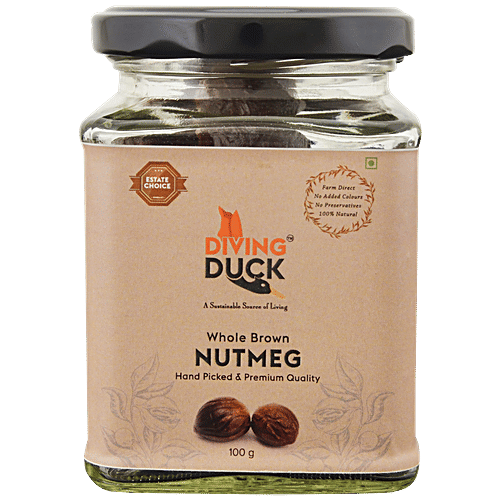DIVING DUCK Whole Brown Nutmeg - Handpicked, Premium Quality, Natural, 100 g  