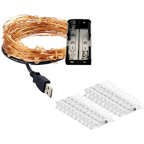 Mansaa USB Photo Clips String Lights - 30 LEDs, Warm White, For Home Decor, 1 pc Festive, Christmas, Party, Patio Lawn