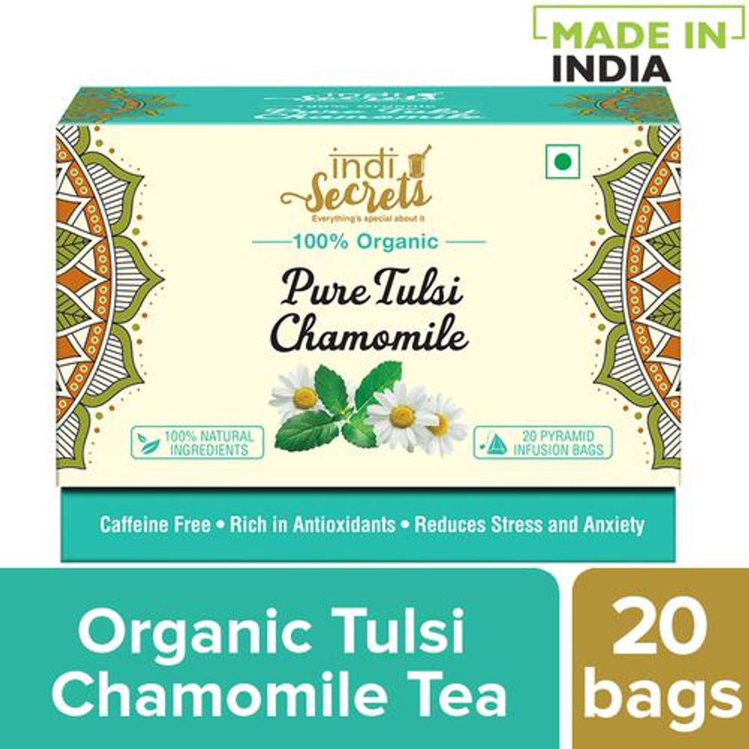 IndiSecrets Organic Chamomile Tea - Tulsi Honey, 36 g (20 Bags x 1.8 g each)