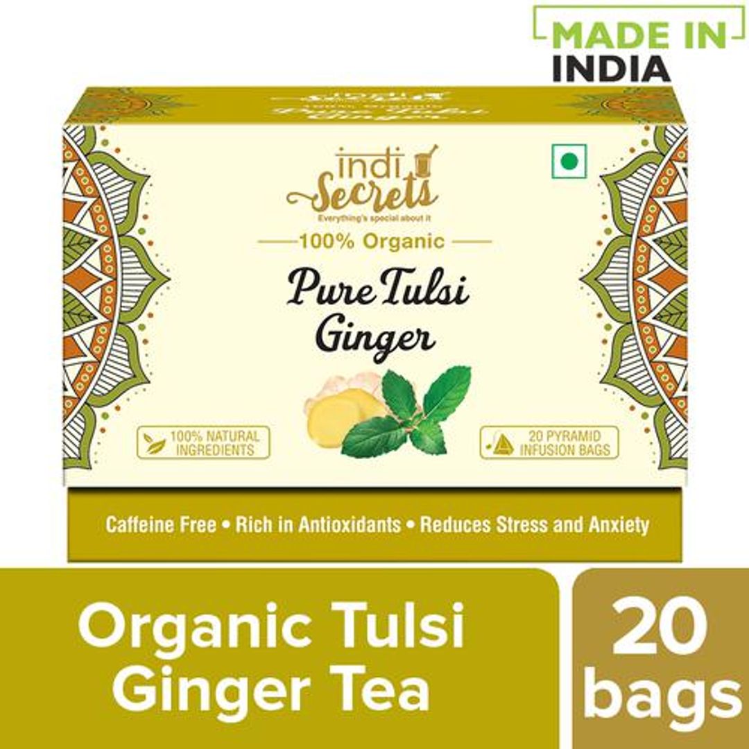 IndiSecrets Organic Tea - Tulsi & Ginger, 36 g (20 Bags x 1.8 g each)