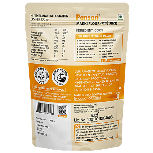 PANSARI Makki Flour - Maize Millet, Gluten-free, 500 g