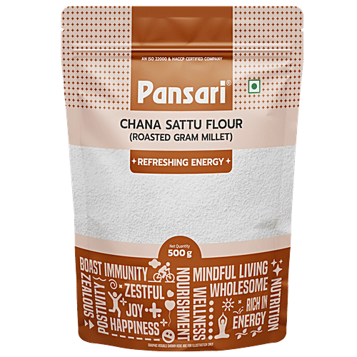 PANSARI Chana Sattu Flour - Roasted Gram Millet, Refreshing Energy, 500 g  