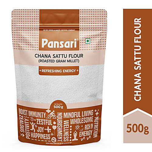 PANSARI Chana Sattu Flour - Roasted Gram Millet, Refreshing Energy, 500 g  