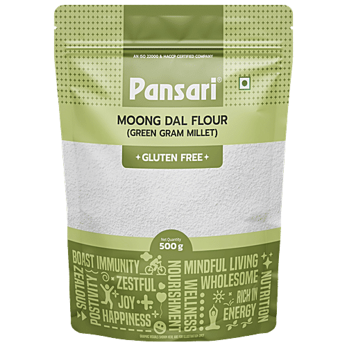 PANSARI Moong Dal Flour - Green Gram Millet, Gluten-free, 500 g  