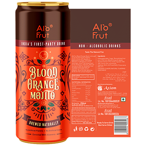 Axiom Alo Frut - Blood Orange Mojito, Brewed Naturally, No Artificial Flavours, 250 ml Tin 