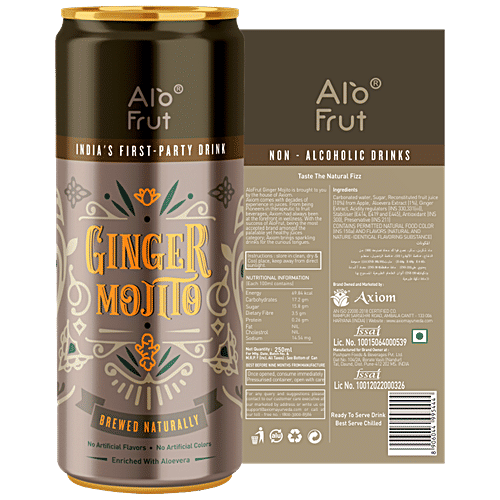 Axiom Alo Frut - Ginger Mojito, Brewed Naturally, No Artificial Flavours, 250 ml Tin 