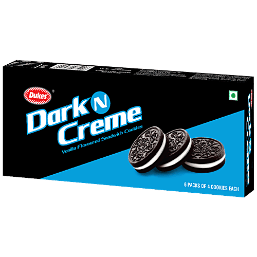 Dukes Dark N Creme Vanilla Flavoured Sandwich Cookies - Crunchy, 250 g (Pack of 3)
