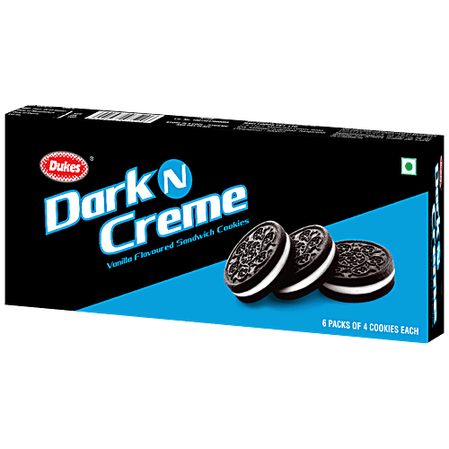 Dukes Dark N Creme Vanilla Flavoured Sandwich Cookies - Crunchy, 250 g (Pack of 3)