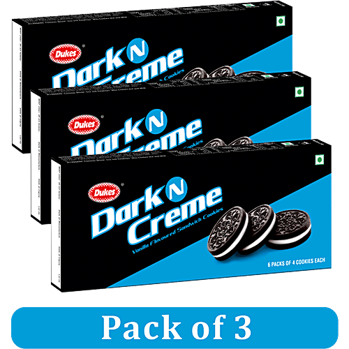 Dukes Dark N Creme Vanilla Flavoured Sandwich Cookies - Crunchy, 250 g (Pack of 3)