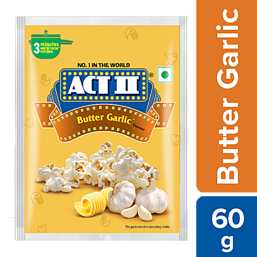 ACT II Instant Popcorn - Butter Garlic Flavour, Snacks, 60 g Pouch 