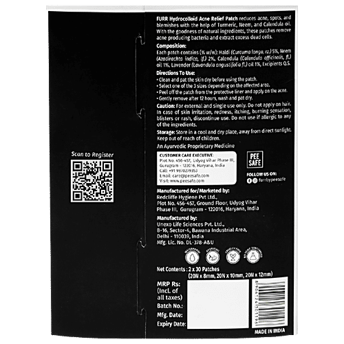 Furr By Pee Safe Hydrocolloid Acne Relief Patch, 60 pcs