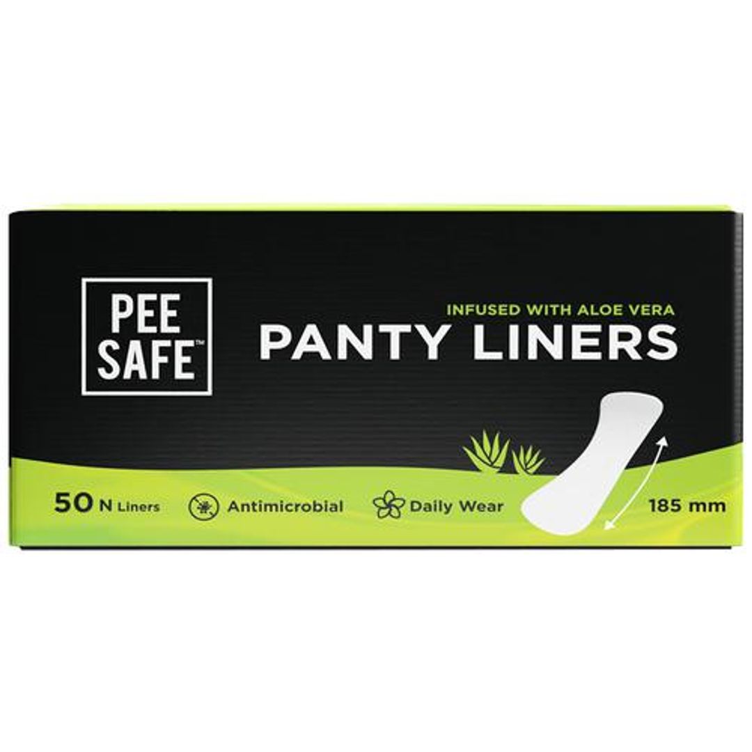 Pee Safe Panty Liners - Infused With Aloe Vera, Antimicrobial, Daily Wear, 50 pcs 