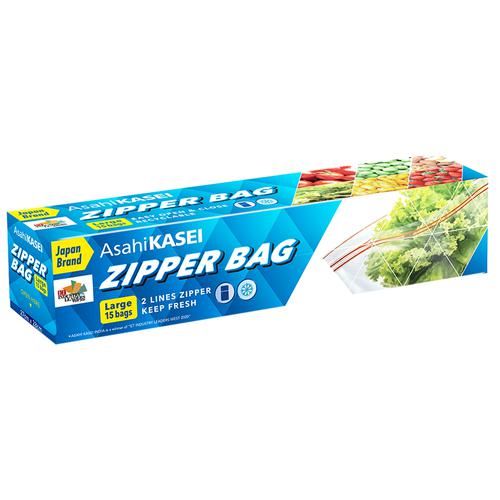 Asahikasei Zipper Bag - Multi-Purpose, Reusable, Washable, Large, 15 pcs  
