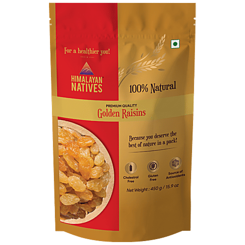 Himalayan Natives Golden Raisins - Rich In Vitamins & Minerals, 450 g  