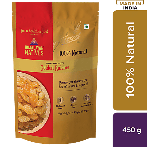 Himalayan Natives Golden Raisins - Rich In Vitamins & Minerals, 450 g  