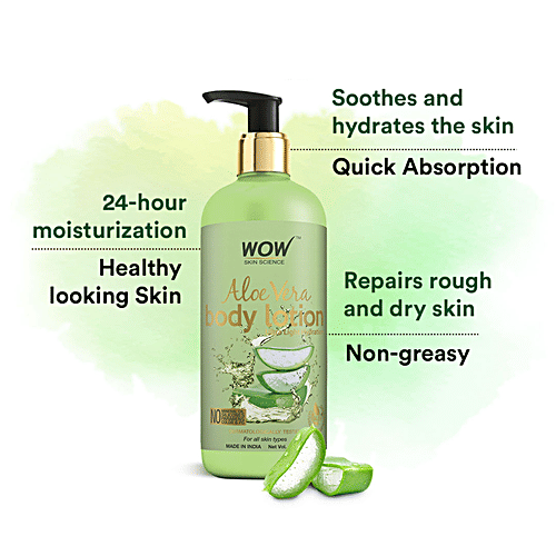 Buy Wow Skin Science Aloe Vera Body Lotion Ultra Light Hydration, No