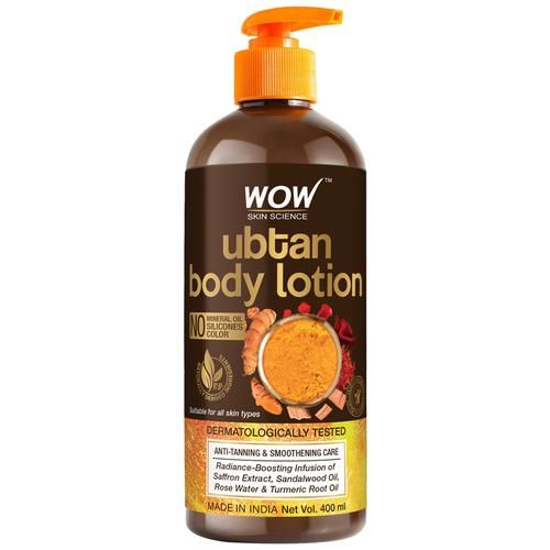 Wow Skin Science Ubtan Body Lotion - Anti Tanning & Smoothening Care, No Mineral Oil, Silicones, 400 ml  