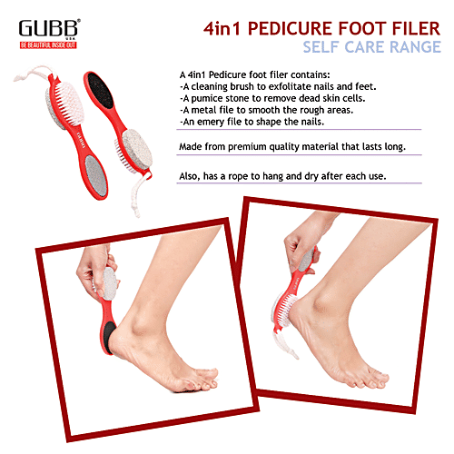 Gubb 4 Way Foot Filer - Pedicure Set For Dead Skin Callus, For Women & Men, 1 pc  
