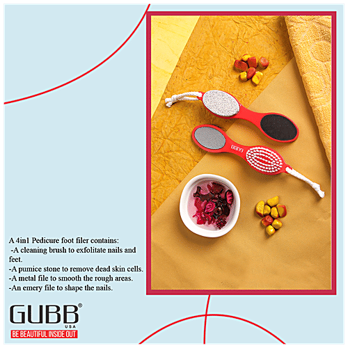 Gubb 4 Way Foot Filer - Pedicure Set For Dead Skin Callus, For Women & Men, 1 pc  