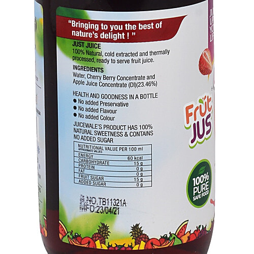 Juice wale Frut Jus Premium Cherry Berry Juice, 300 ml Bottle No Added Sugar, All Fruit