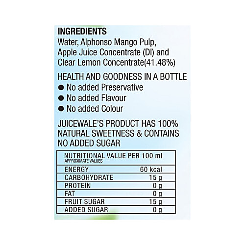 Juice wale Frut Jus Premium Mango Juice, 300 ml Bottle No Added Sugar, All Fruit