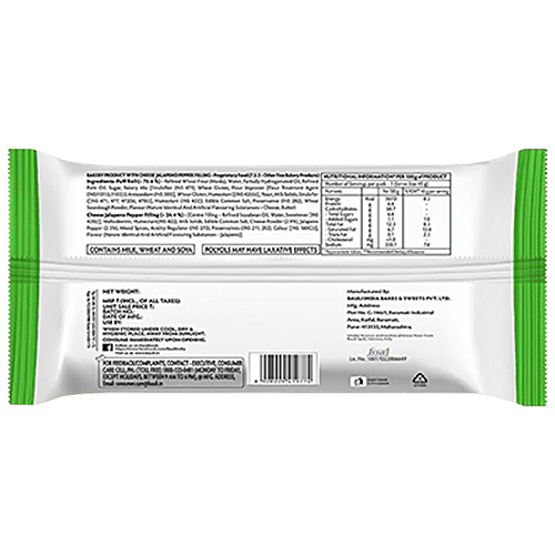 Bauli Savoriz Puffed Roll - With Cheese Jalapeno, Vegetarian, Soft & Creamy, 45 g Pouch