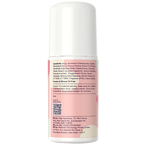 Sanfe Bum Anti-Perspirant Deo Milk Roll On - With Peach & Witch Hazel Extracts, 50 ml  
