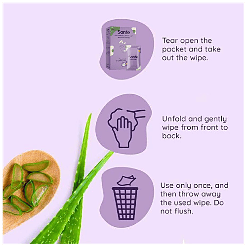 Sanfe Intimate Wipes 3 In 1 - With Cucumber & White Lily, No Odour, Itching, Irritation, 10 pcs