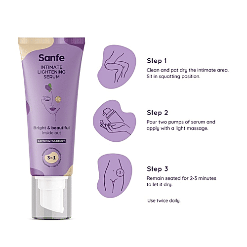 Sanfe 3 In 1 Intimate Lightening Serum - Lemon & Mulberry, Reduces Discolouration, 50 g  