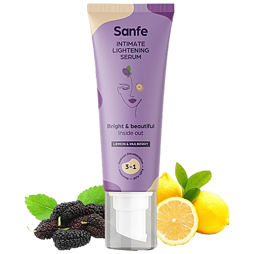 Sanfe 3 In 1 Intimate Lightening Serum - Lemon & Mulberry, Reduces Discolouration, 50 g  