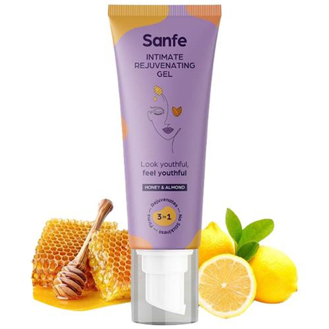 Sanfe 3 In 1 Intimate Rejuvenating Gel - With Honey & Almond, Softens Skin, 50 g 