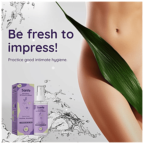 Sanfe Natural Intimate 3 In 1 Spray - With Tea Tree & Lavender, Prevents Fungal Infections, 50 ml  