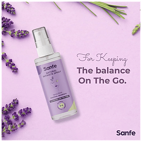 Sanfe Natural Intimate 3 In 1 Spray - With Tea Tree & Lavender, Prevents Fungal Infections, 50 ml  