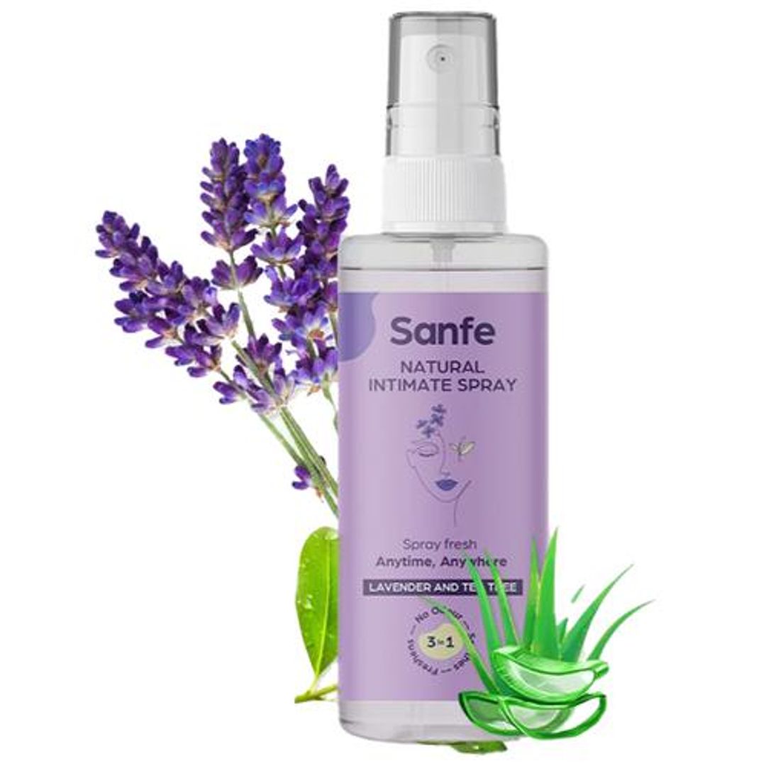 Sanfe Natural Intimate 3 In 1 Spray - With Tea Tree & Lavender, Prevents Fungal Infections, 50 ml 
