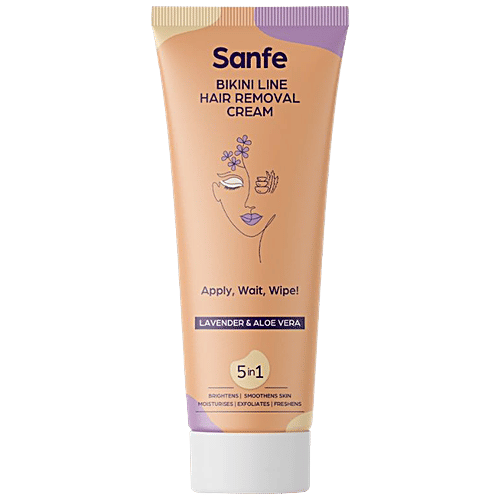 Sanfe Bikini Line Hair Removal 5 In 1 Cream - With Lavender & Aloe Vera, Brightens Skin, 100 g