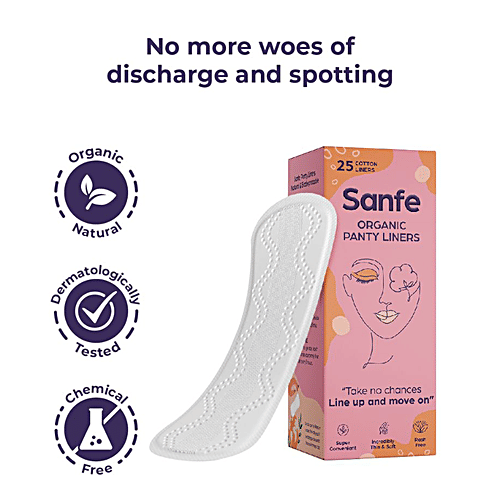 Buy Sanfe Organic Cotton Panty Liners Rash Free, Soft & Thin Online