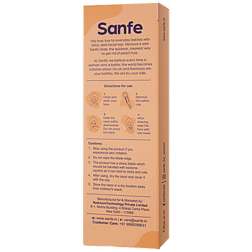 Sanfe Glide Face 5 In 1 Razor - For Eyebrows, Upper Lips, Chin, Bikini Line, Peach Fuzz, 2 pcs  