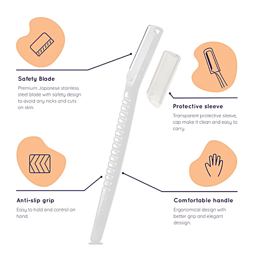 Sanfe Glide Face 5 In 1 Razor - For Eyebrows, Upper Lips, Chin, Bikini Line, Peach Fuzz, 2 pcs  