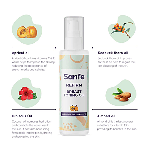 Sanfe Refirm Breast Toning Oil - Apricot & Sea Buckthorn, Regains Lost Elasticity, 100 ml  