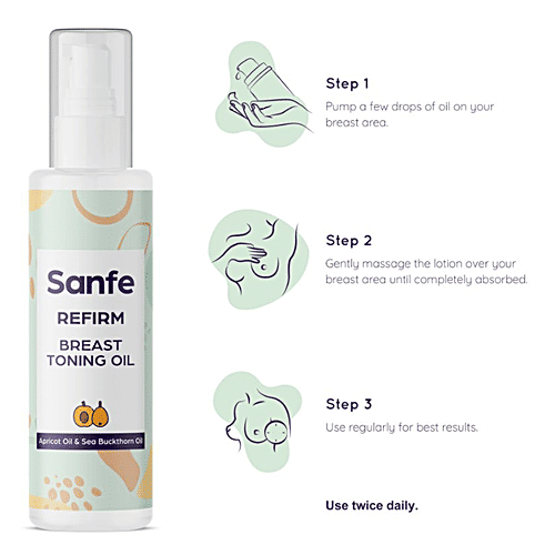 Sanfe Refirm Breast Toning Oil - Apricot & Sea Buckthorn, Regains Lost Elasticity, 100 ml  