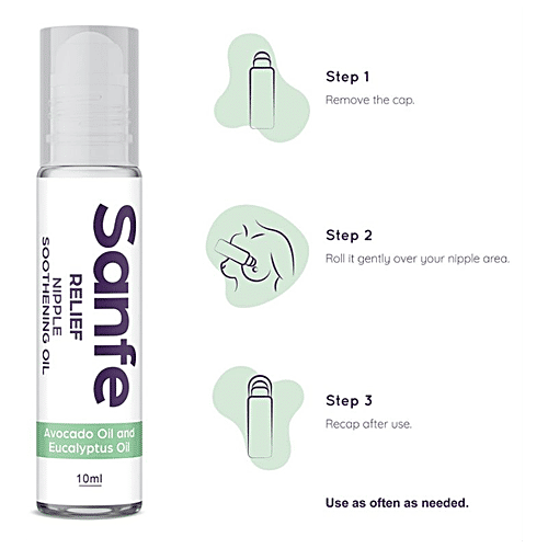 Sanfe Relief Nipple Soothening Oil - Avocado & Eucalyptus Oil, Reduces Pain, 10 ml  