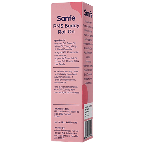 Sanfe PMS Buddy Roll On - Lasts Upto 3 Cycles, Relieves Cramps, Uplifts Mood, 10 ml