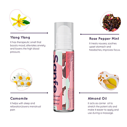 Sanfe PMS Buddy Roll On - Lasts Upto 3 Cycles, Relieves Cramps, Uplifts Mood, 10 ml