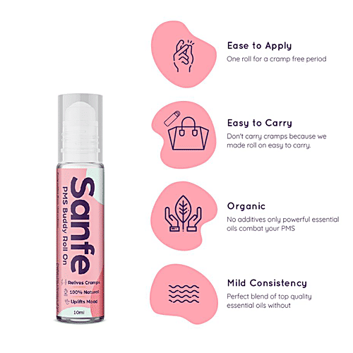 Sanfe PMS Buddy Roll On - Lasts Upto 3 Cycles, Relieves Cramps, Uplifts Mood, 10 ml