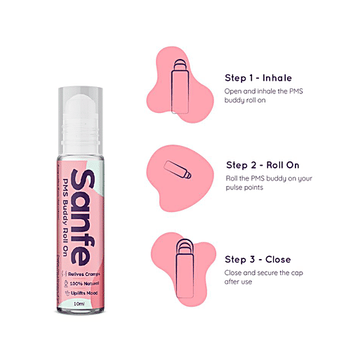 Sanfe PMS Buddy Roll On - Lasts Upto 3 Cycles, Relieves Cramps, Uplifts Mood, 10 ml