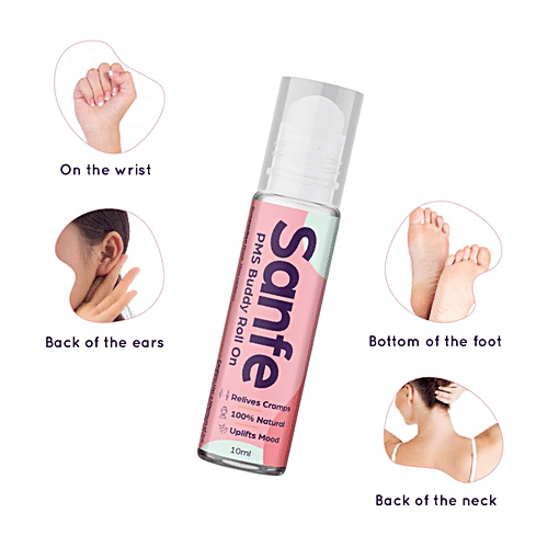 Sanfe PMS Buddy Roll On - Lasts Upto 3 Cycles, Relieves Cramps, Uplifts Mood, 10 ml