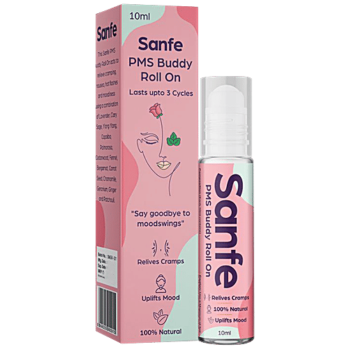 Sanfe PMS Buddy Roll On - Lasts Upto 3 Cycles, Relieves Cramps, Uplifts Mood, 10 ml